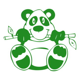 Funny Panda Eating Bamboo Decal (Green)